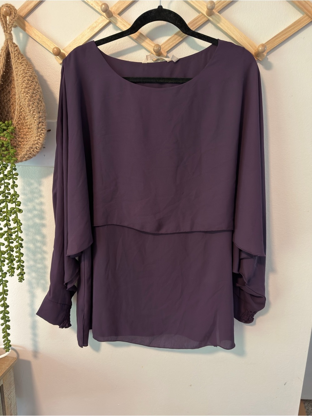 Soft Surroundings Cape Blouse L Dark Purple